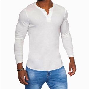 Jed North Elite Henley Long Sleeve Shirt - White